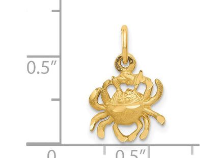 14k Satin Diamond-cut Cancer Zodiac Charm (Style C479)