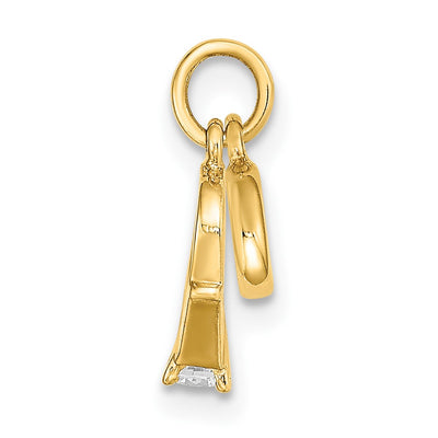 14K CZ Mini 3D Wedding Ring Charm