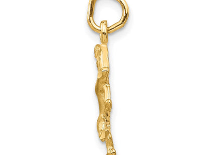 14k Satin Diamond-cut Leo Zodiac Charm (Style C480)