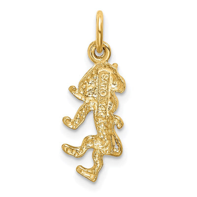 14K Satin Diamond-cut Leo Zodiac Charm, 22 x 8mm