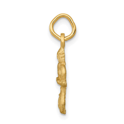 14K Satin Diamond-cut Virgo Zodiac Charm, 22 x 6.5mm