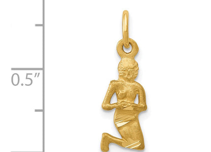 14k Satin Diamond-cut Virgo Zodiac Charm (Style C481)