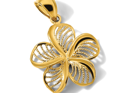 14k Polished and Beaded Plumeria Flower Charm