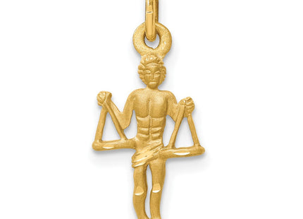 14k Satin Diamond-cut Libra Zodiac Charm (Style C482)