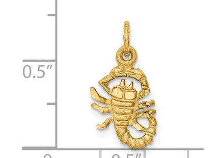 14k Satin Diamond-cut Scorpio Zodiac Charm (Style C483)