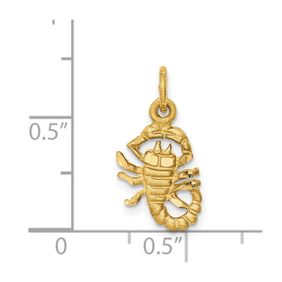 14K Satin Diamond-cut Scorpio Zodiac Charm, 19 x 10mm