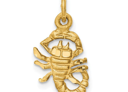 14k Satin Diamond-cut Scorpio Zodiac Charm (Style C483)