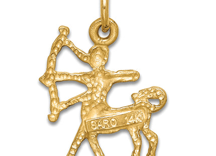 14k Satin Diamond-cut Sagittarius Zodiac Charm, 19 x 12mm