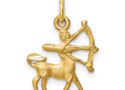 14k Satin Diamond-cut Sagittarius Zodiac Charm, 19 x 12mm
