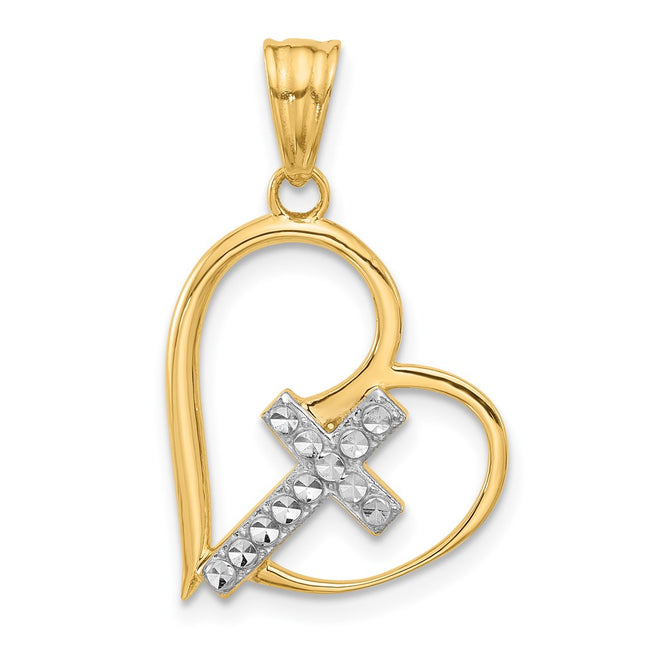 14k Yellow & Rhodium Pendants Style C4846 - Classique Jewelry Inc.