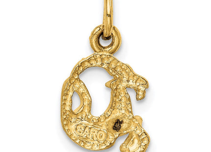 14k Satin Diamond-cut Capricorn Zodiac Charm (Style C485)