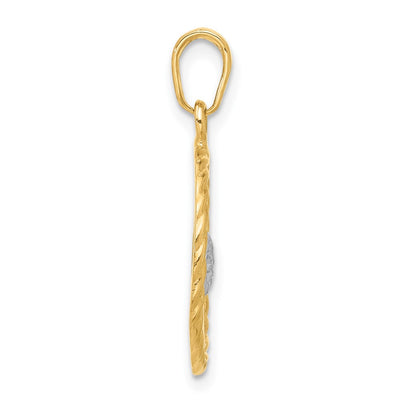 14K and White Rhodium D/C Heart Mom Pendant