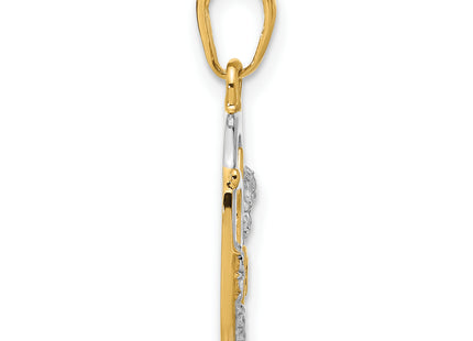 14k and White Rhodium D/C Heart Mom Pendant