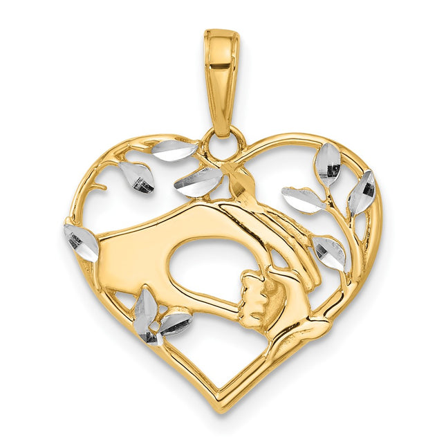 14k Yellow & Rhodium Pendants Style C4868 - Classique Jewelry Inc.