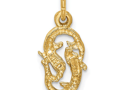 14k Satin Diamond-cut Pisces Zodiac Charm (Style C487)