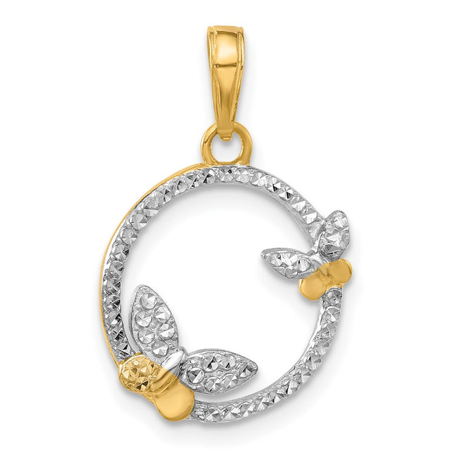 14k Yellow & Rhodium Pendants Style C4874 - Classique Jewelry Inc.