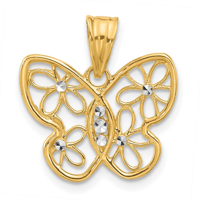 14k Yellow & Rhodium Pendants Style C4877 - Classique Jewelry Inc.