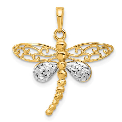14K gold dragonfly pendant