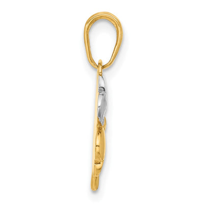 14K w/Rose and White Rhodium Polished and D/C Clover Pendant