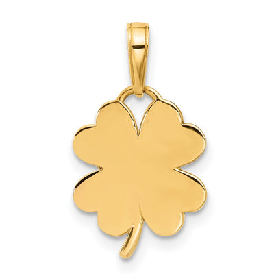 14K w/Rose and White Rhodium Polished and D/C Clover Pendant
