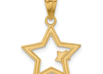 14K and White Rhodium D/C Stars Pendant, 24 x 14.6mm