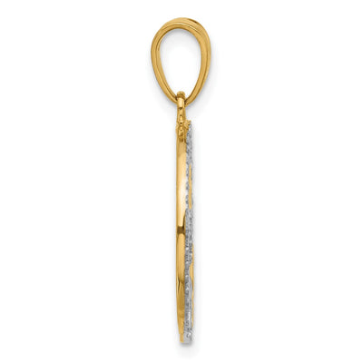 14K and White Rhodium D/C Stars Pendant, 24 x 14.6mm