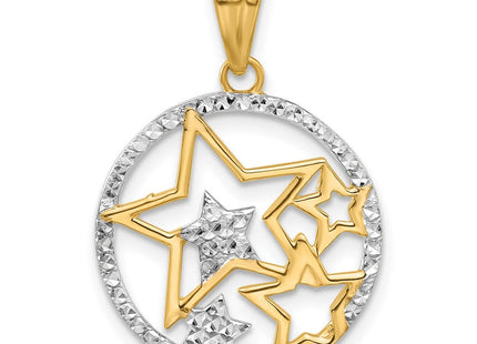14K and White Rhodium D/C Stars Pendant (Style C4886)