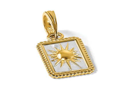 14K and White Rhodium Sun in Frame Pendant