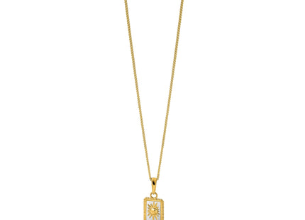 14K and White Rhodium Sun in Frame Pendant
