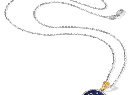 14K and White Rhodium D/C Enameled Sun and Moon Pendant