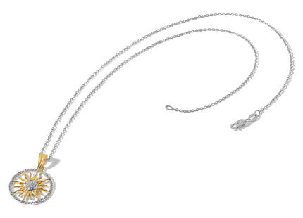14K and White Rhodium D/C Sun Pendant
