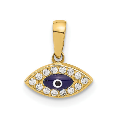 14K gold cubic zirconia evil eye pendant