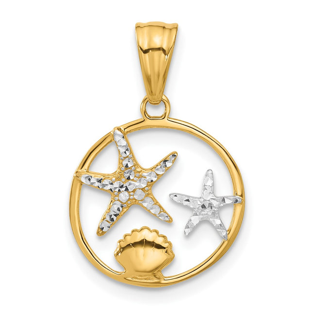 14k Yellow & Rhodium Pendants Style C4914 - Classique Jewelry Inc.