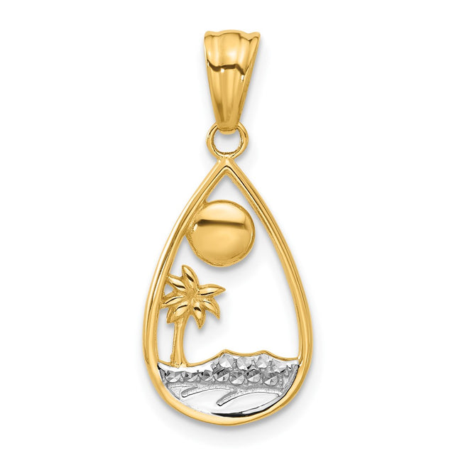 14k Yellow & Rhodium Pendants Style C4917 - Classique Jewelry Inc.