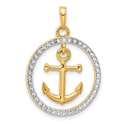 14K gold anchor pendant