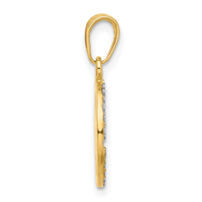 14K and White Rhodium D/C Compass Pendant