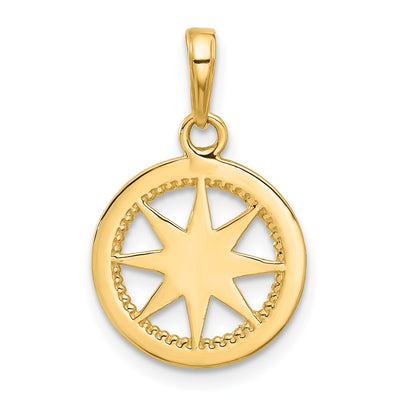 14K and White Rhodium D/C Compass Pendant