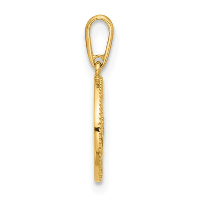 14K Polished CZ Compass Pendant