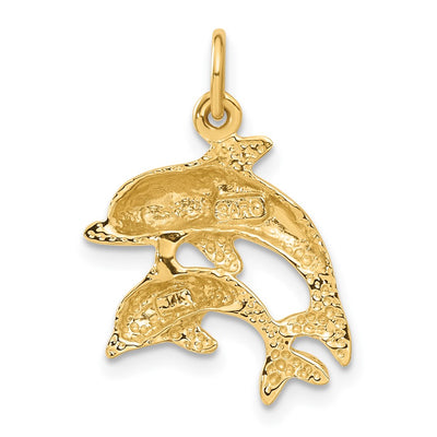 14K Dolphin Charm, 22 x 17mm