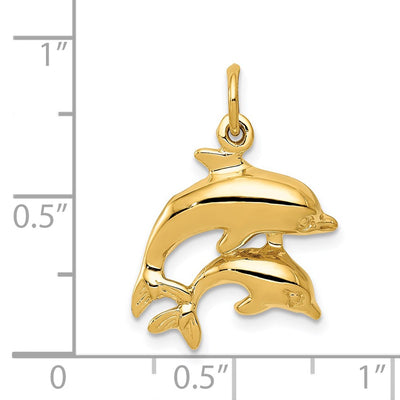 14K Dolphin Charm, 22 x 17mm