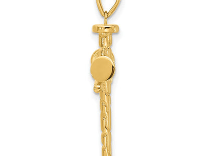 14K Polished and Textured Nails Cross Pendant (Style C4950)
