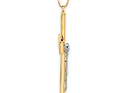 14K Two-tone Polished and Textured Crucifix Pendant (Style C4958)