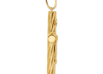 14K Polished and Textured Crucifix Pendant (Style C4964)