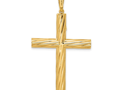 14K Polished and Textured Crucifix Pendant (Style C4964)