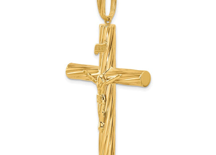 14K Polished and Textured Crucifix Pendant (Style C4964)