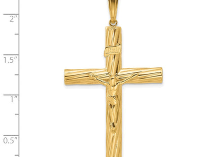 14K Polished and Textured Crucifix Pendant (Style C4964)