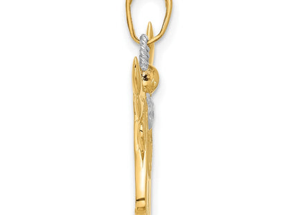 14k with White Rhodium D/C Angel Pendant (Style C4974)