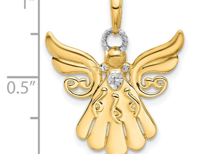 14k with White Rhodium D/C Angel Pendant (Style C4974)