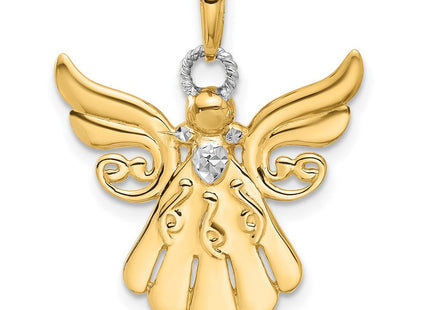 14k with White Rhodium D/C Angel Pendant (Style C4974)