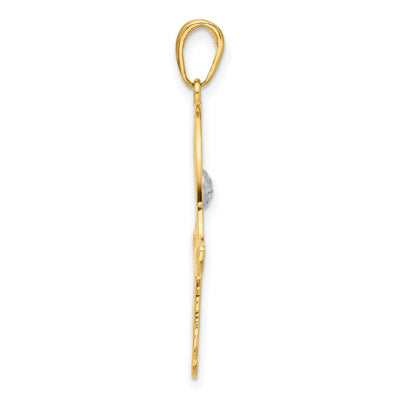 14K and White Rhodium D/C Filigree Hamsa Pendant